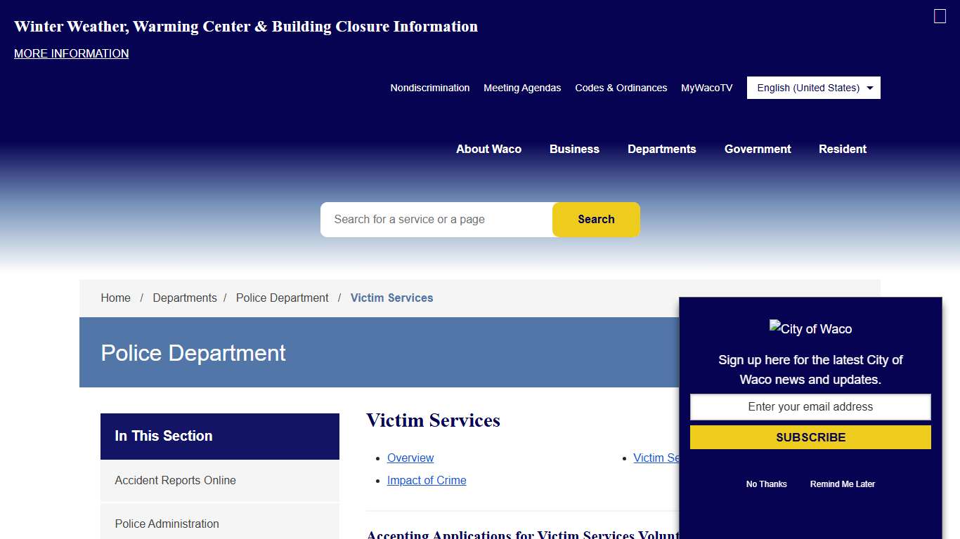 Victim Services City of Waco